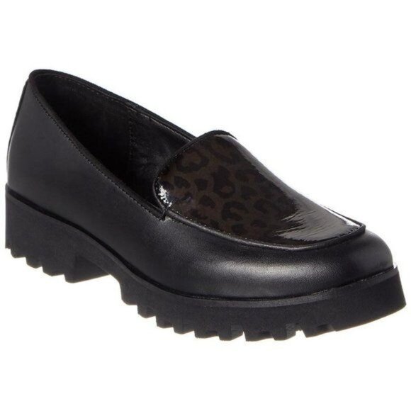Donald J. Pliner Rowin Chunky Platform Leather Loafers Black Leopard 10 - Picture 1 of 8